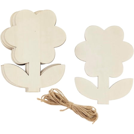 10 Pack 6 Inch Wood Flower Crafts Unfinished Wood Sunflower Cutouts Wooden Flower Hanging Ornaments DIY Sunflower Craft Gift Tags for Home Party Decoration Craft Project