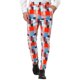 thumbnail image 1 of Pantalones de vestir ajustados con frente plano y bloque de color con estampado geométrico informal para hombrenaranja azul XL, 1 of 6