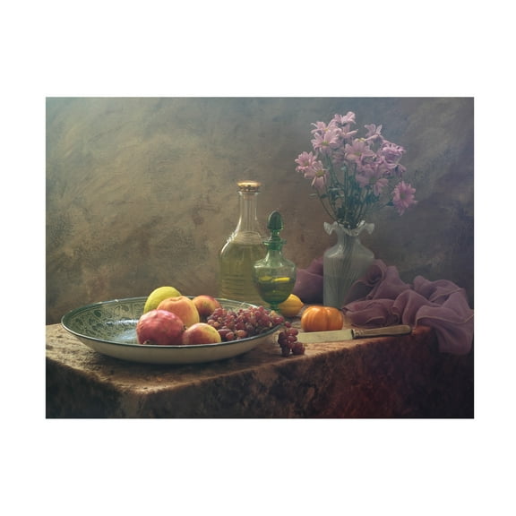 Canvas Wall Art - UstinaGreen  'Still Life With Lilac Flowers' Wall Art for Living Room, Bedroom, or Office Décor by Trademark Fine Art - 19 x 14 Inches