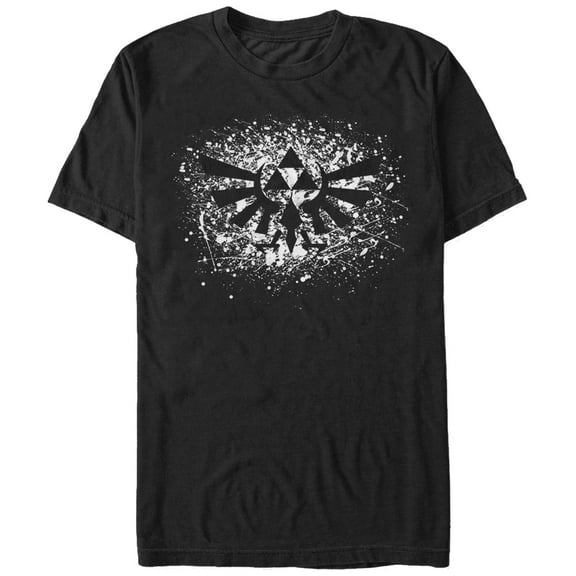 Men's Nintendo Legend of Zelda Triforce Paint Splatter Print  Graphic Tee Black X Large