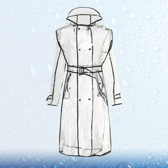 GOOHOCHY Women Transparent Raincoat Hooded Rain Coat Windproof Raincoat L