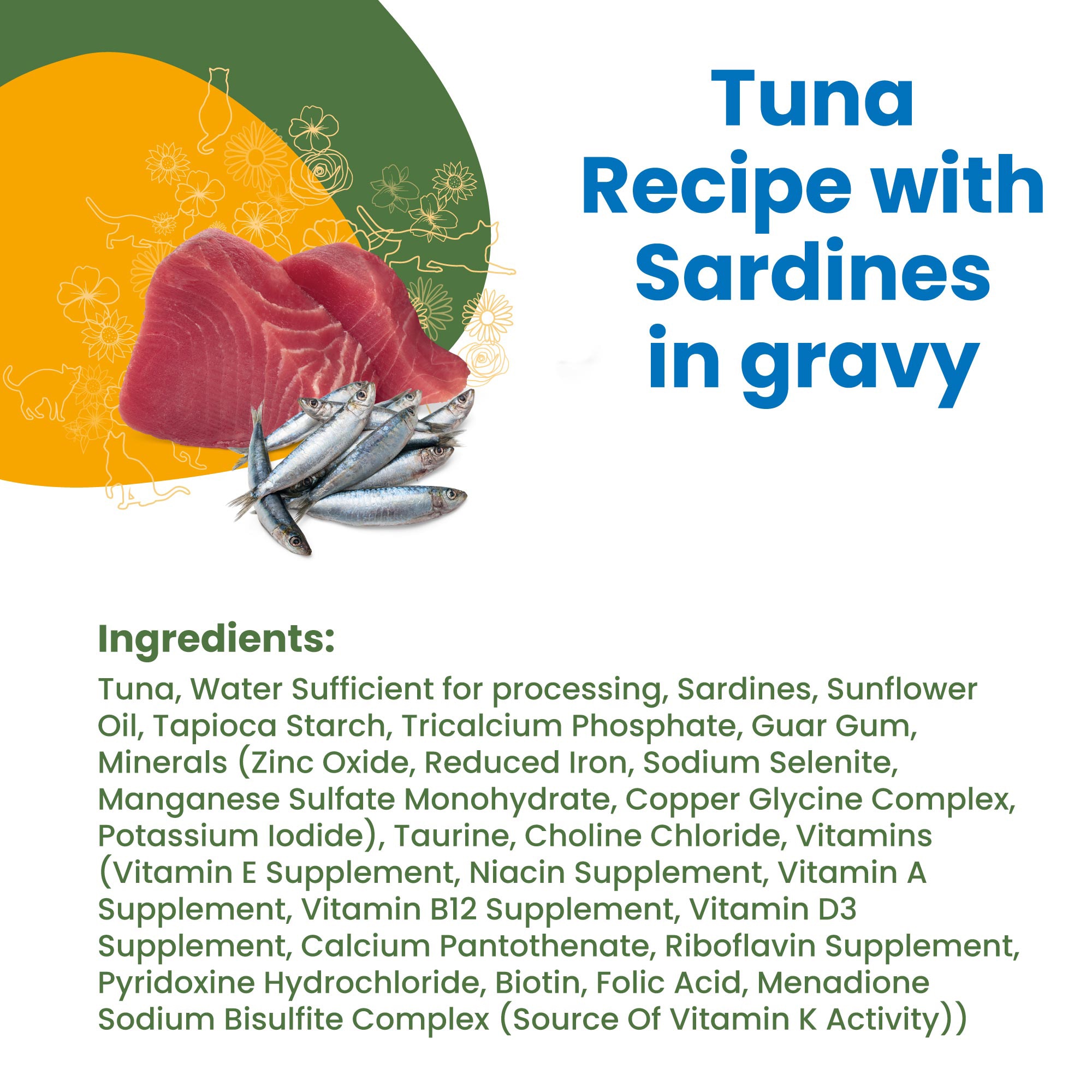Almo Nature: HQS Complete Cat 12 Pack: Tuna Recipe With Sardines In Gravy - 2.47oz Cans, Adult Cat Canned Wet Food, Grain Free, Daily Meal