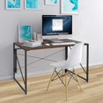 thumbnail image 1 of SUPER DEAL 40 inch Folding Computer Writing Desk Wood and Metal Study Desk, PC Laptop Home Office Study Table, Espresso, 1 of 2