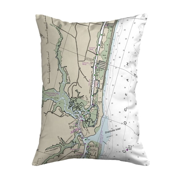 Betsy Drake KS11534HB 11 x 14 in. Holden Beach, NC Nautical Map Non-Corded Indoor & Outdoor Pillow