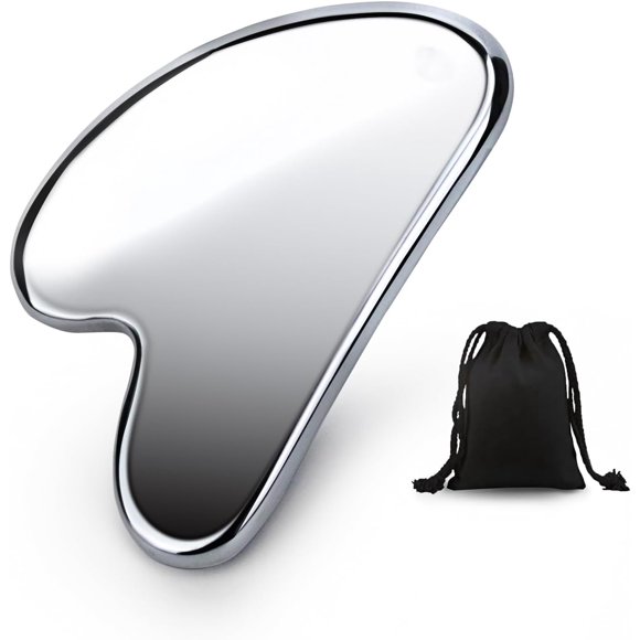 Natural Terahertz Gua Sha Facial Tool Stone, Terahertz Energy Gua Sha Facial Tool, Guasha Board Beauty Tools for Lymphatic Drainage Body Skin (Holess)