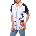 thumbnail image 2 of Women's Mickey Mouse Baseball Jersey Shirt White Button Down, 2 of 6