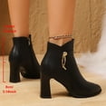 thumbnail image 5 of Lovzfmll Ankle Boots for Women, Plus Size Pointed Toe High Heel Metallic, Block Heel Casual Fall Chelsea Leather Boots Booties Black Boots, 5 of 9