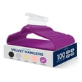 thumbnail image 1 of Ganchos de Terciopelo Premium Serenelife, Ahorradores de Espacio, Resistentes, con Gancho Metálico Giratorio de 360°, para Trajes, Pantalones y Vestidos, Morado, Pack 100, 1 of 7
