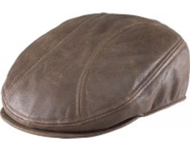 Henschel Geniune Distressed Brown Leather Driving Cap