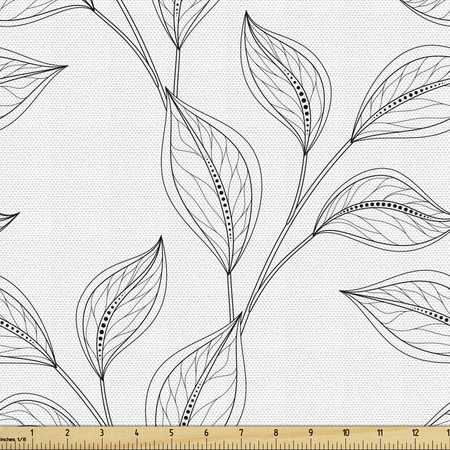 Black and White Fabric by the Yard Upholstery Monochrome Garden Pattern