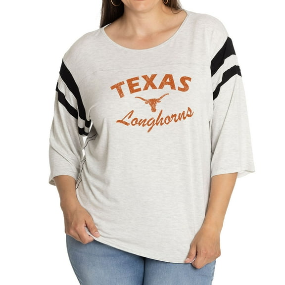 Women's Ash Texas Longhorns Sabrina 3/4-Sleeve Jersey T-Shirt