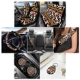 thumbnail image 2 of Renewold American Tribal Cow Print Red Beige Car Accessories Full Set 11 PCS, Universal Steering Wheel Cover Seat Belt Pad Cup Holder Key Chains Car Accessories Fit for Most Cars SUV Sedans, 2 of 7