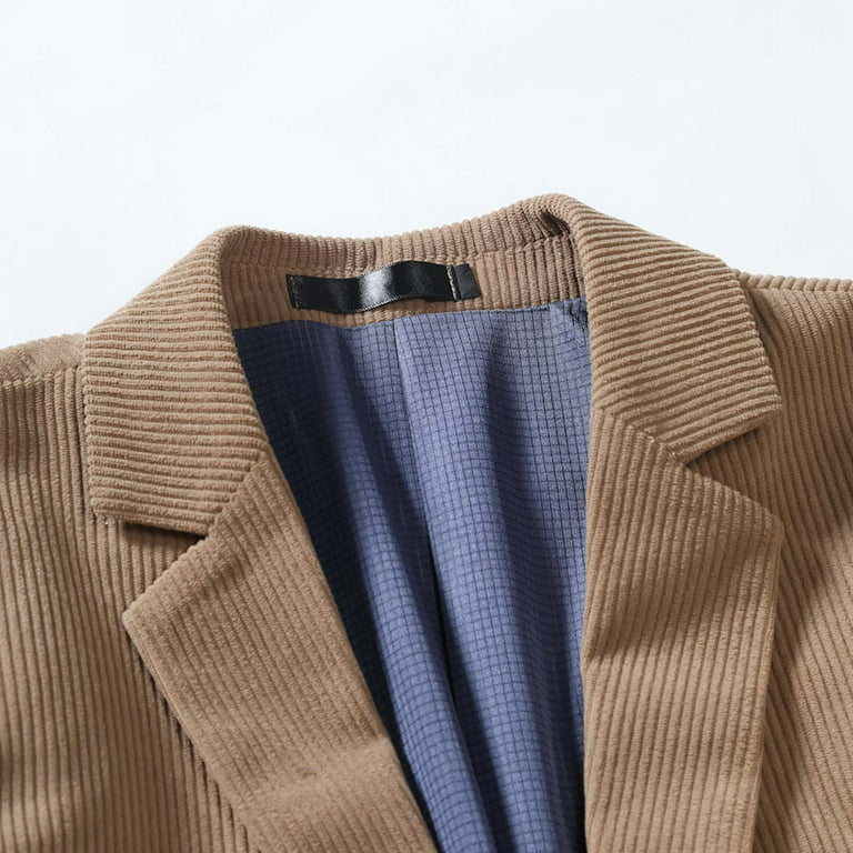 SMihono Men's Trendy Blazer Corduroy Jacket Suit Long Sleeve