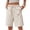 BH34_Khaki, variant on Women Striped Linen Shorts Elastic Waist Drawstring Bermuda Shorts with Pockets Summer Cotton Boho Beach Lounge Short Black L