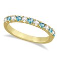thumbnail image 2 of Blue Topaz Stackable Band Wedding Anniversary Ring 925 Sterling Silver Yellow Gold Plated Gemstone Jewelry For Women Gift, 2 of 5