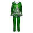 thumbnail image 5 of Sriper Lounge Sets for Women Family Christmas Pajama Cotton Long Sleeve Tops Tree Printed Comfy V-Neck Shirt Soild Color High Waisted Long Pants Ladies Loungewear Homewear Pjs Matching Clothes, 5 of 5