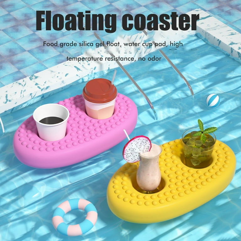 Floating Drink Holder Silicone Cup Holder Floating Coasters for Pool Floats  Cup Summer Swimming Pool Party ，Black 