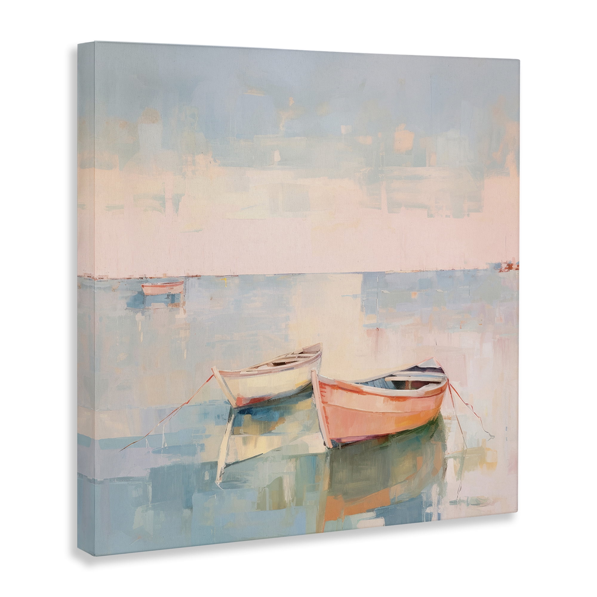 Stupell Industries Pastel Docked Boats Transportation Painting Gallery Wrapped Canvas Art Print Wall Art, 36 x 36