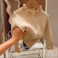 thumbnail image 6 of Husipze Ruffle Mock Neck Sweater for Girl Solid Long Sleeve Ribbed Knit Casual Pullover Fall Winter Warm Basic Layering Jumper Tops Beige 9-10 Years, 6 of 7