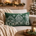 thumbnail image 5 of Christmas Decorative Throw Pillow with Gingerbread House Embroidery for Indoor Sofa and Bed, 5 of 7