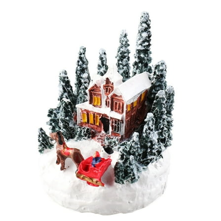 LED Christmas Village House Figurines for Christmas Desktop Ornaments Gift