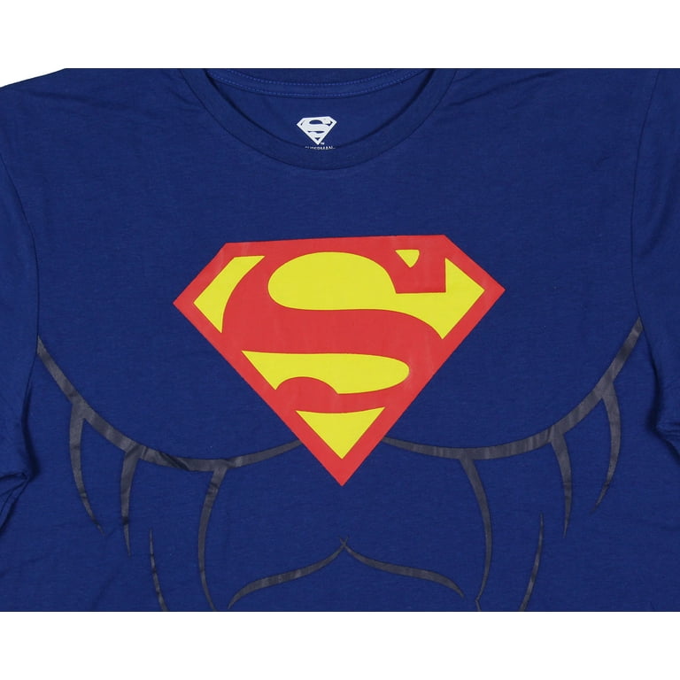 DC Comics Men s Superman Costume S Logo Superman Shirt With Detachable Cape Cosplay Tee