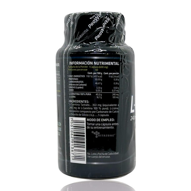 when do i take l carnitine 3000 L-Carnitina 600 Mg 60 Cápsulas Prowinner. Prowinner PW-1311