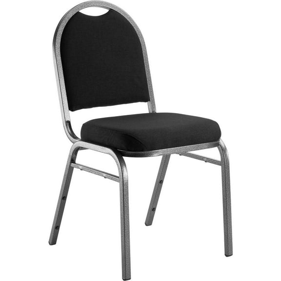 NPS 9200 Series 35" Metal and Fabric Stack Chair in Ebony Black/Silvervein