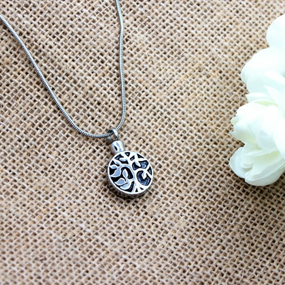 Anavia Round Tree of Life Ashes Container Holder Stainless Steel Cremation Jewelry Memorial Necklace Ash Urn Keepsake with FREE Funnel Kit and Velvet Jewelry Box