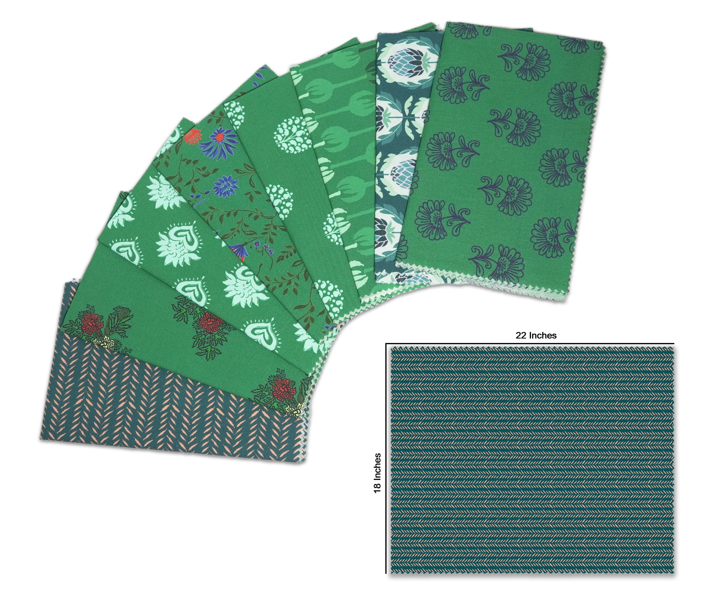 Soimoi 8 Pc Fat Quarter Bundle- Block Print 18"x 22" DIY Patchwork- 100% Cotton Pre-Cut Quilting Fabric Multicolor