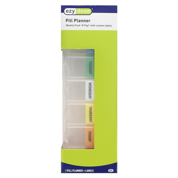 Ezy Dose Weekly Push 'N Pop Pill Planner with Labels, 2XL, 1 Count