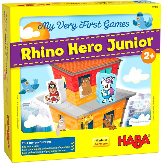 HABA Mis Primeros Juegos Rhino Hero Junior Juego Cooperativo de Apilamiento