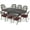 Antique Bronze / Red, variant on VIVIJASON 9-Piece Patio Furniture Dining Set, All-Weather Cast Aluminum Outdoor Conversation Set, Include 8 Chairs and an Oval Table with Umbrella Hole for Balcony Lawn Garden Backyard