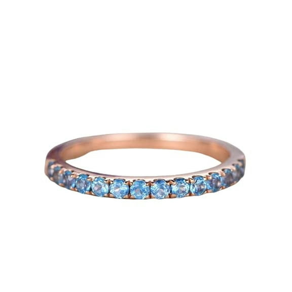 HeartsAndYou 1.5ct Natural Blue Topaz Wedding Band Ring Half Eternity 14k SOLID Rose Gold