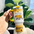 thumbnail image 3 of Women Yellow Stainless Coffee Momma Cups Black Butterfly Handle Glitter Steel Print For, Mama Bear Gifts, Tumbler 40 Oz With Handle Lid And Straw, Mama Bear Sunflower Leopard, 3 of 6