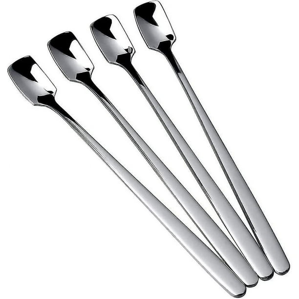 Cucharas de café de acero inoxidable YONGSHENG cucharas de postre cuadradas mango largo plateado 4 piezas