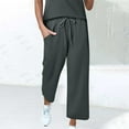 thumbnail image 2 of Wide Leg Pants for Womens High Waisted Drawstring Elastic Waist Trousers Put On Strech Sweatpants Tummy Control Athletic-Fit Sweatpant Bussiness Office Work Pants with Pockets, 2 of 7