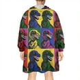 thumbnail image 2 of Wearable Oversized Blanket,Colorful PopArt Dinosaurs Pattern Wearable Blanket Hoodie for Adults,Cozy Hooded Blankets with Super Pockets,Super Warm Fuzzy Pullover for Women & Men, 2 of 6