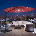 thumbnail image 4 of Costway 10 FT Cantilever Patio Umbrella with Solar LED Lights, 360° Rotation, Easy Tilt Wine, 4 of 10