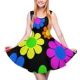 thumbnail image 2 of 2024 Present Birthday Clothing Ladies Dress Skate Casual Waist High Dresses Trendy Daisy Flower Hippy Dress Print Peace Colorful, 2 of 7