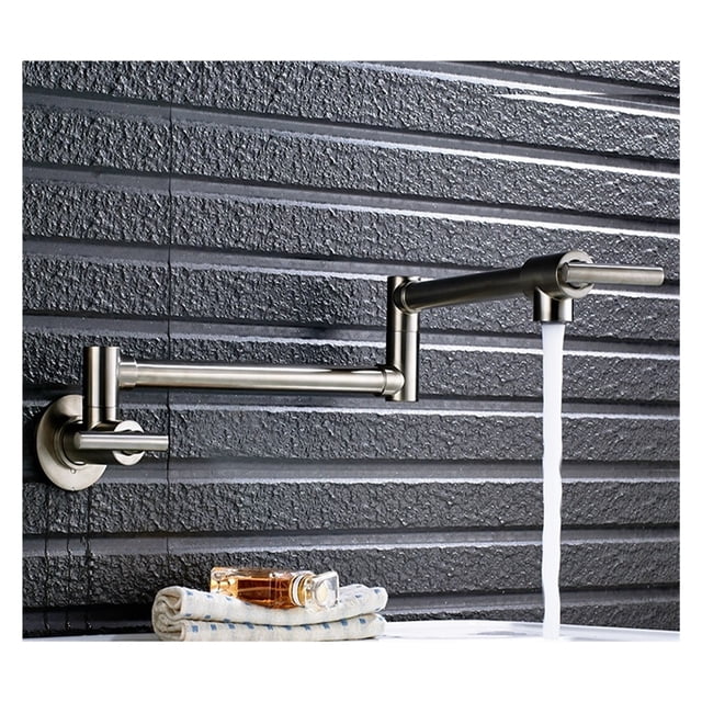 Brushed Golden Kitchen Faucet Single Cold Water Single Lever Foldable Rotatable Spout Wall Mount Sink Tap 9 Types ,bar Laundry RV Farmhouse