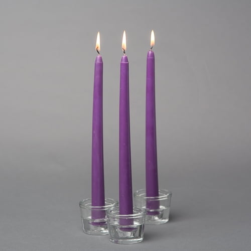 Dinner Tapers Wedding Candles Pair of Handmade lavender Tall Slim Column Candles