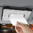thumbnail image 6 of OTOSTAR Bling Bling Mask Holder for Car, Crystal Car Visor Tissue Box, Pure Handmade Diamond Auto Napkin Box Holder PU Leather Backseat Paper Towel Box with 1 Tissue Refill (A-White), 6 of 7