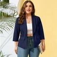 thumbnail image 2 of Yesfashion Womens Plus Size Casual Pocketed Blazer Office Open Front 3/4 Sleeve Cardigans Jacket Work Suit, 2 of 5