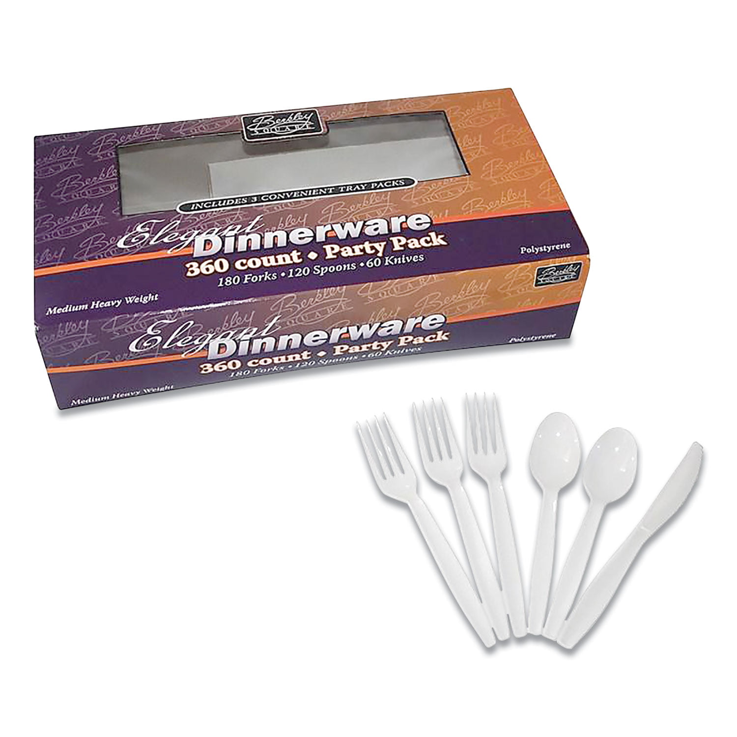 Berkley Square Heavy PS Boxed Knife White 500/Box White Plastic Dinner Length 1071010