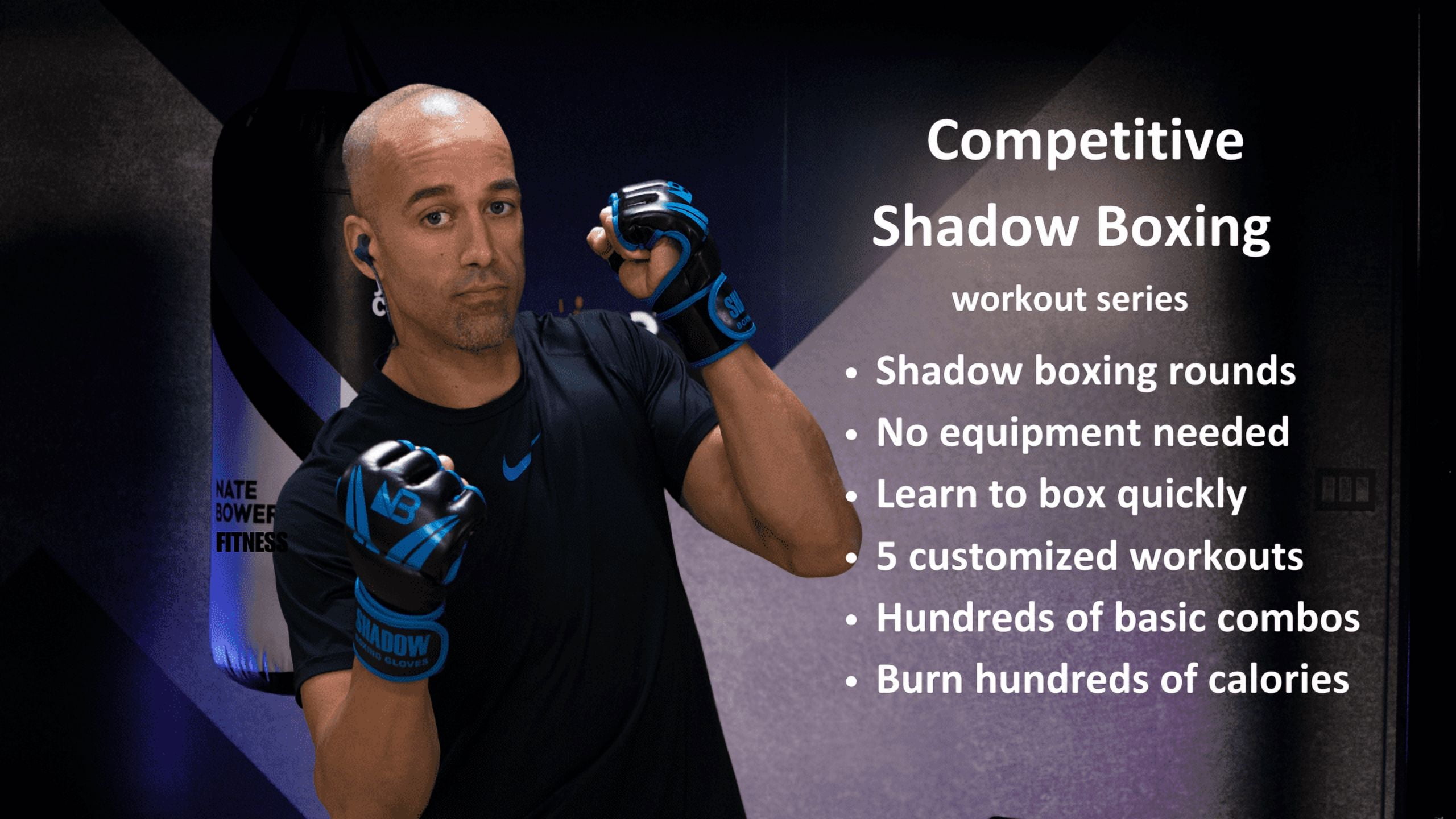 Nate Bower Fitness Weighted Shadow Boxing Gloves – MMA-Inspired, Open-Hand Design for Unisex Mobility - Shadow Boxing Workouts Gloves - Large 12oz -Blue