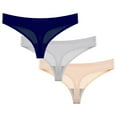 thumbnail image 2 of jobturf 3 Pack Thongs for Women Fashion Ice Silk Seamless Underwear Low Rise Stretchy Briefs Summer Breathable Hipster Panties XS-XXL, 2 of 3