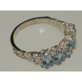 thumbnail image 3 of LBG British Made 10k White Gold Natural AAA Aquamarine Womens Eternity Ring - 33 size options - Size 6.25, 3 of 7