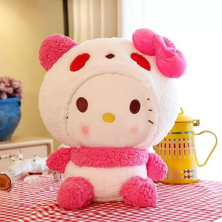 Cute Cat Plushie Doll - Pink & White Fuzzy Friend for Kids, Safe & Adorable Playtime Companion