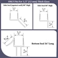thumbnail image 3 of MCOCOD Shower Door Seal Set – Includes 1 PC 36" Bottom Seal and 2 PCs 80" Side Seals for 1/2" (12 mm) Glass – Ultra Clear Polycarbonate Shower Door Sweep and Side Seal Kit, 3 of 7